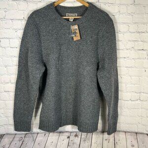 Duluth Trading Co. 100% Shetland Wool  Sweater Crew Neck Textured Gray Size L